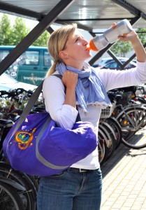 Eike with her duffle bag