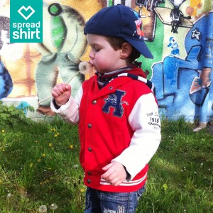 Second Hand College Jacket on a cutie